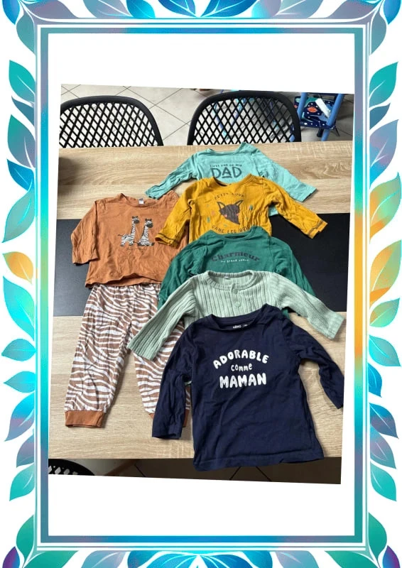 Lot t shirt manches longues et un pyjama 9 mois